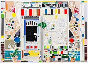 Marion Eichmann, „Galerie Studio“, 2018, 2-teilig, Papierschnitt, 210 x 285 cm